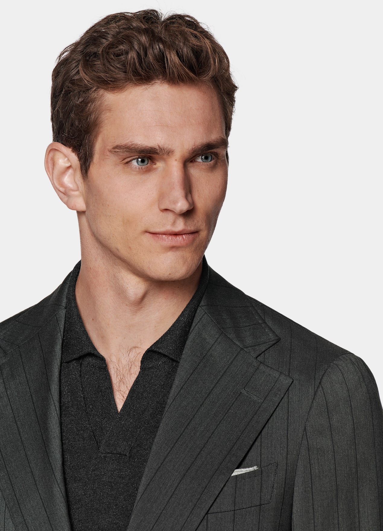 Costume Havana coupe Tailored gris foncé à rayures