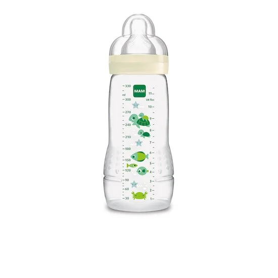 Biberon 2ème âge coloré tétine débit X   Vert        330 ml   de               Mam