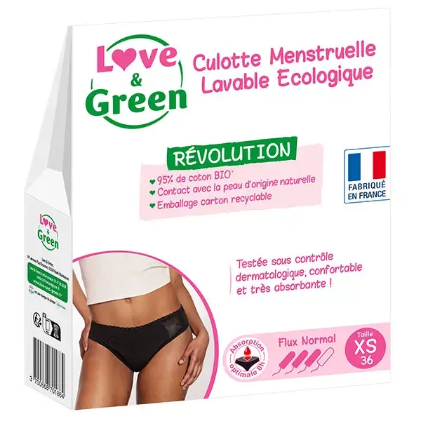 Love & Green Culotte Menstruelle Lavable Ecologique Taille 36 Flux Normal