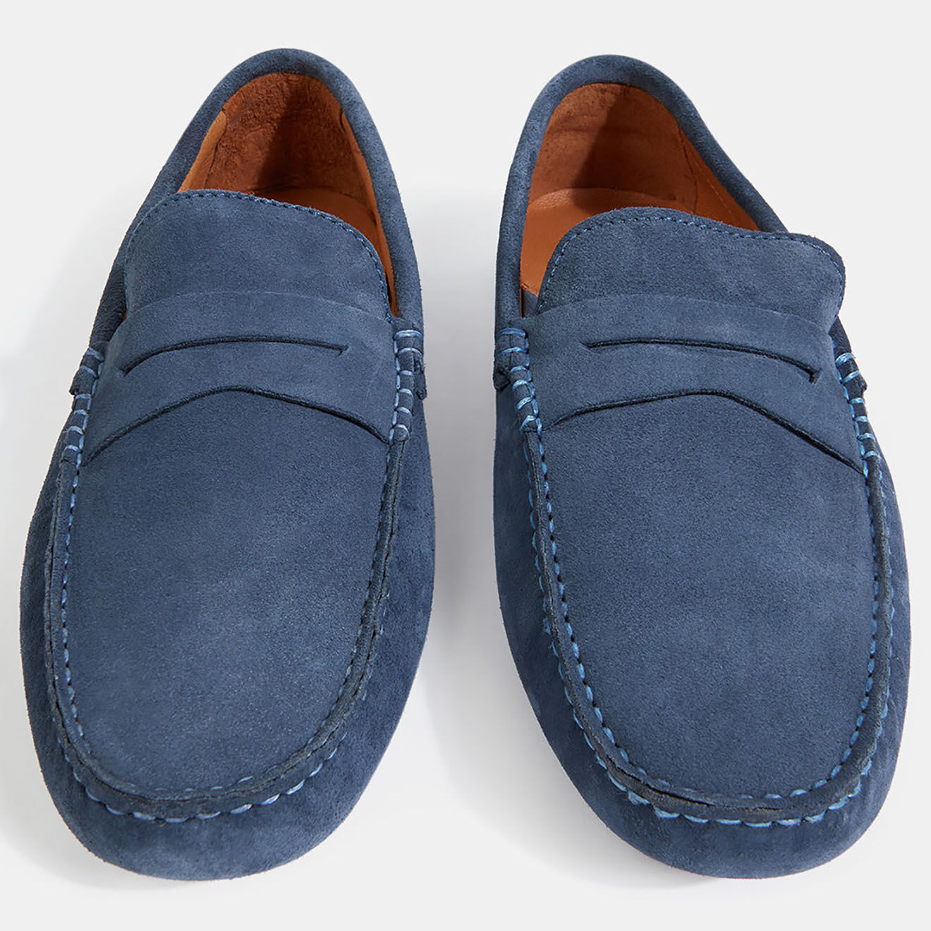 Comptoir GL Mocassins en Velours de Cuir Diego bleu jean