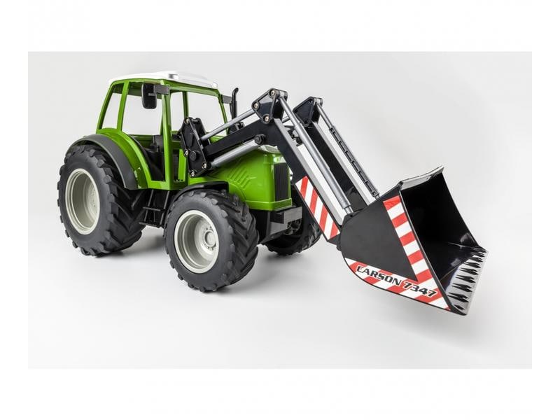 Carson Traktor mit Frontlader Grün, 1:16, RTR Ferngesteuerter Traktor mit funktionsfähigem Frontlader