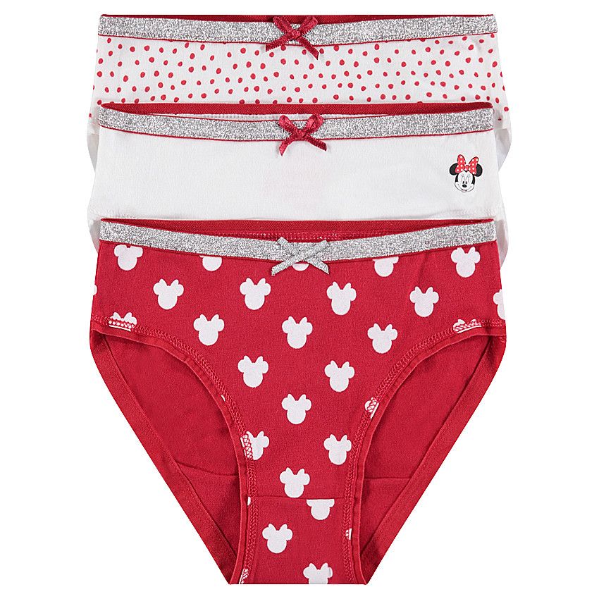 Lot de 3 culottes en coton avec prints Minnie Disney - Rouge