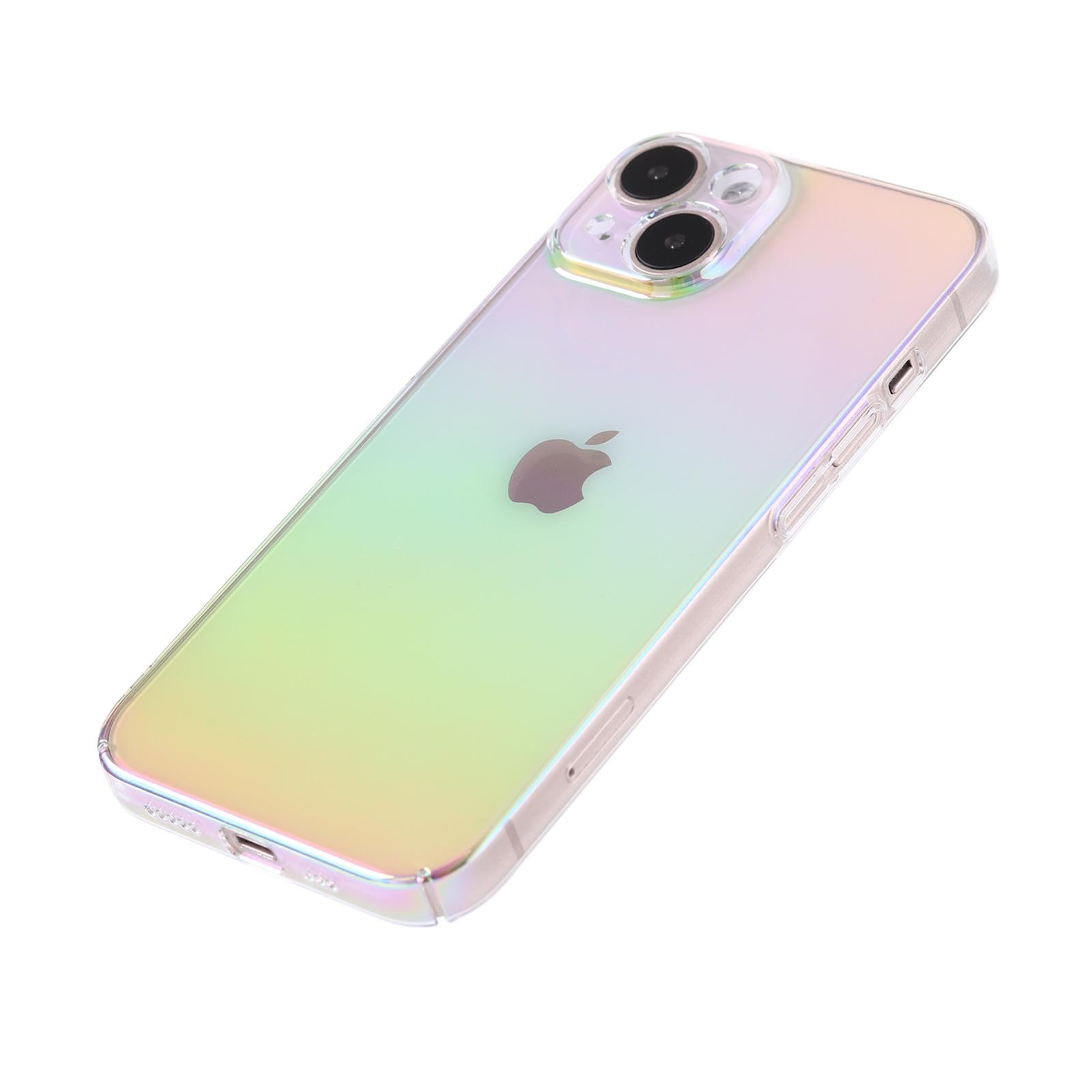 iPhone 15 Hybrid Hülle TPU Bumper Laser Hologramm Design mit Kameraschutz - Transparent