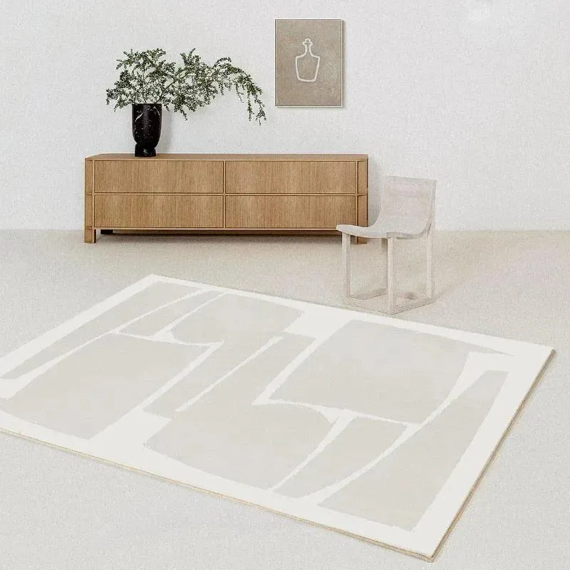 Modern Abstract Light Beige Luxury Non-slip Carpet Rug
