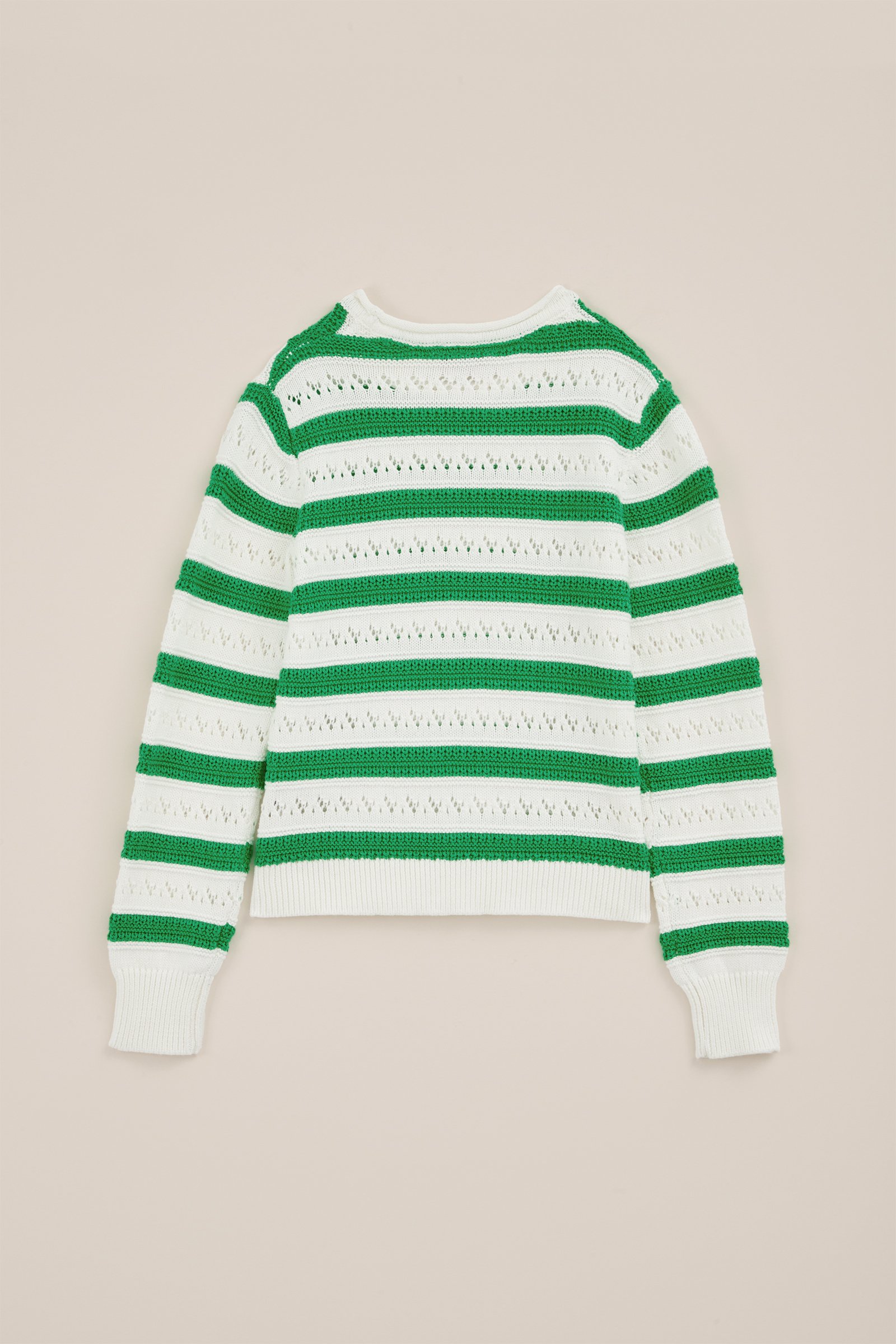 Meisjes gebreide trui met opengewerkt dessin WE Fashion Groen