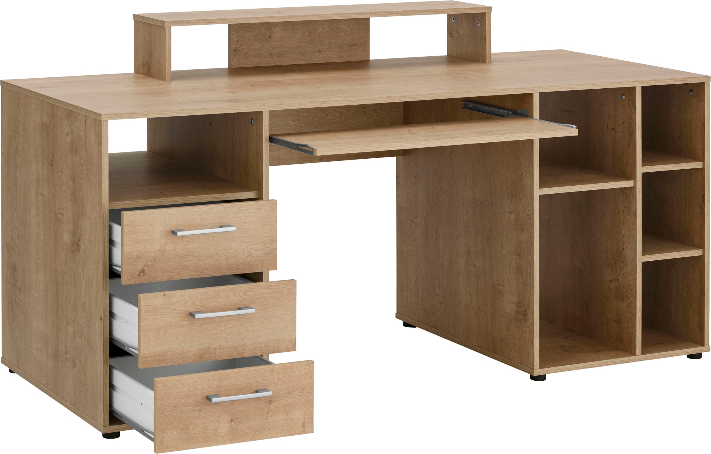 VOGL Möbelfabrik Schreibtisch »Timra« Tastaturauszug, Aufsatz & Towerfach, Breite 160 cm, Made in Germany