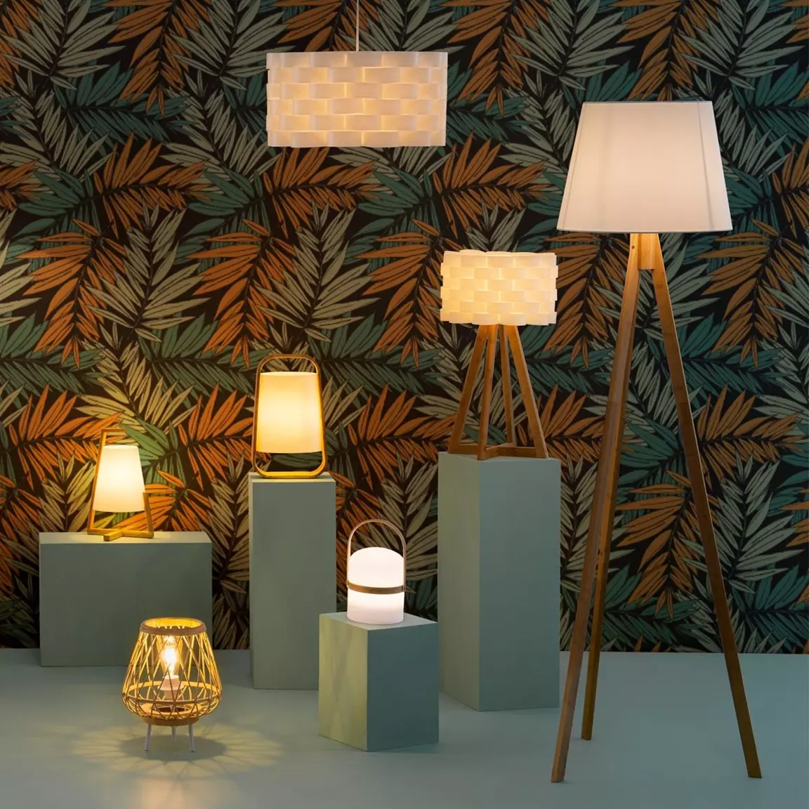 Lampe à poser bambou (H19,5 cm) Jani Blanche