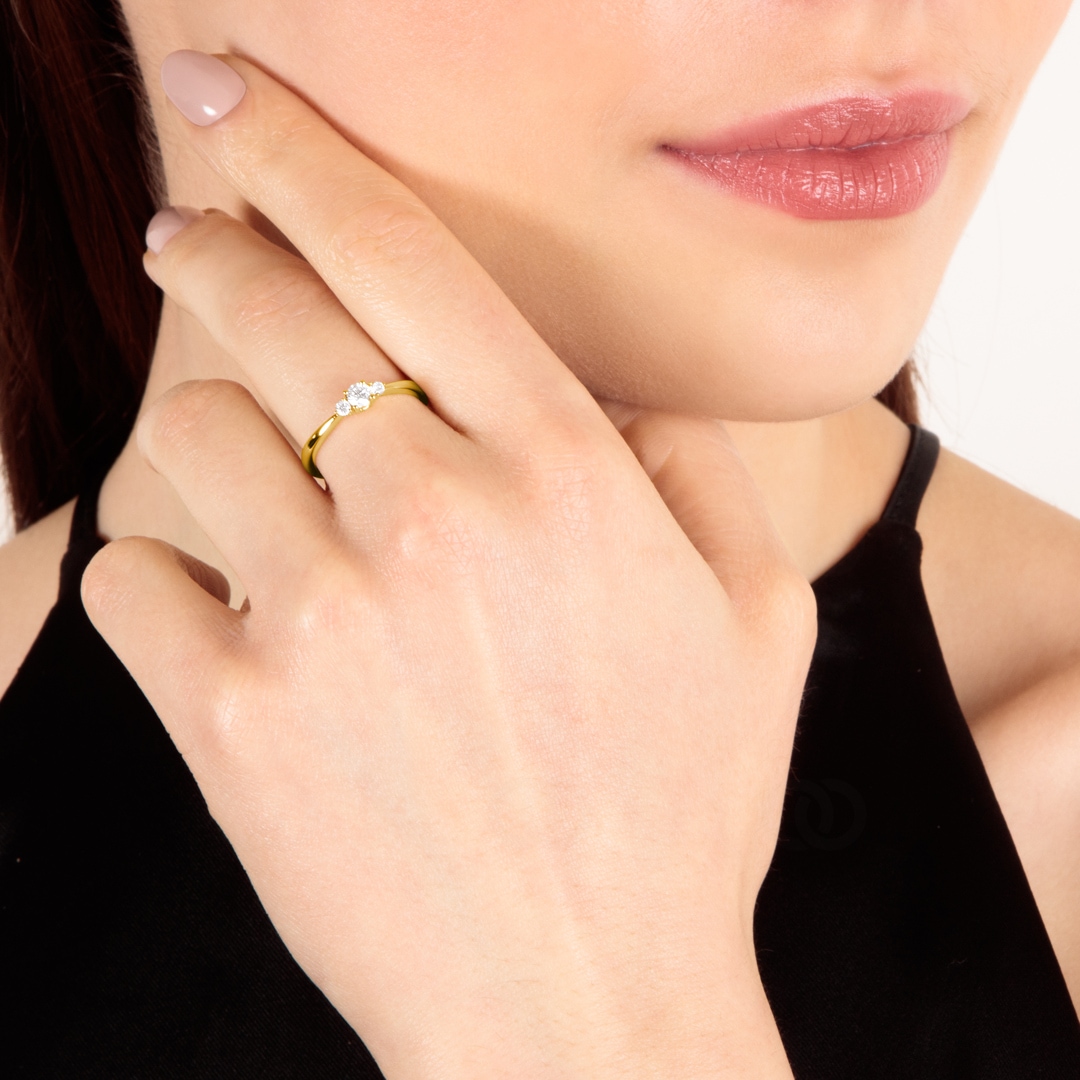 0.25 Karat Diamantring 750/18 K Gelbgold