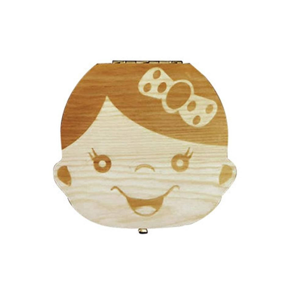 Holz Kinder Milchzahn Schatulle Zähnchen Aufbewahrungsbox mit Innengravur - Mädchen