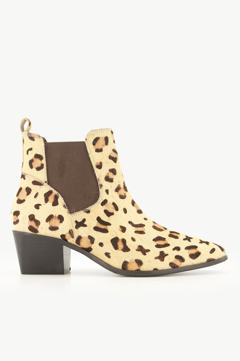 Leder-Stiefeletten, Leomuster, Weite H