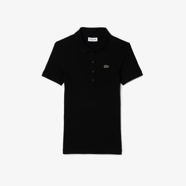 Polo L.12.D slim fit en coton côtelé Manches Courtes - Noir - Lacoste - Femme