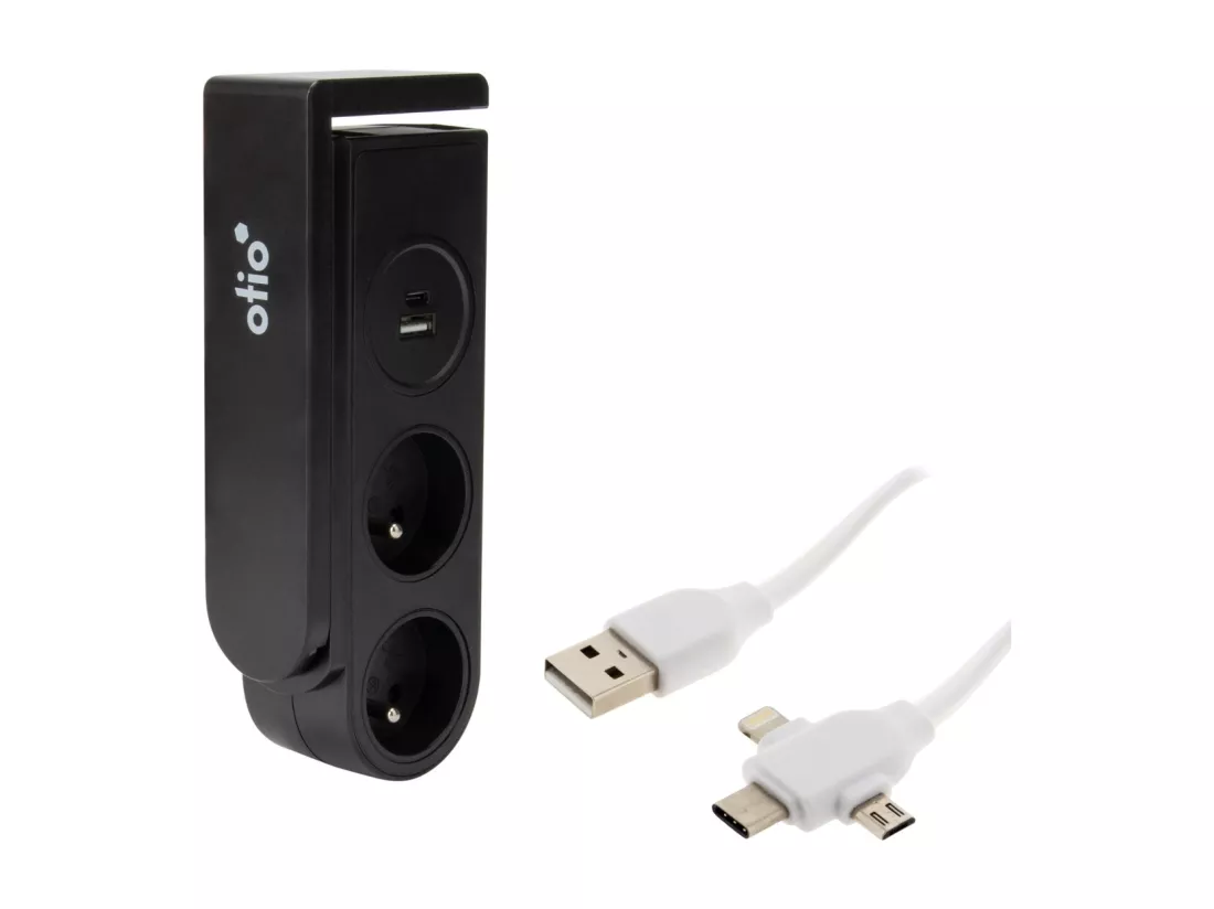 Câble USB universel C/Micro USB + multiprise clipsable Gekko - Otio, Zenitech