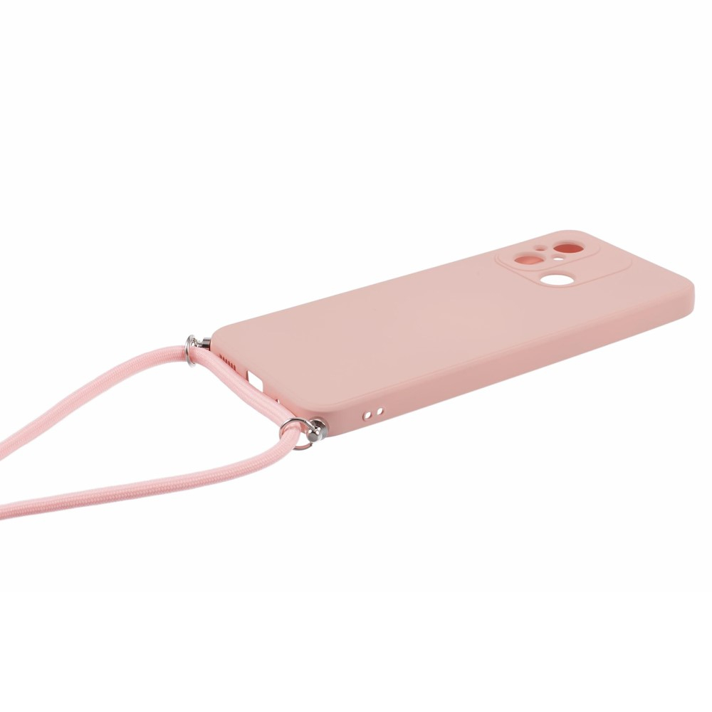 Xiaomi Redmi 12C Necklace Gummi Case Hülle   Handykette (140cm) - Rosa / Silber