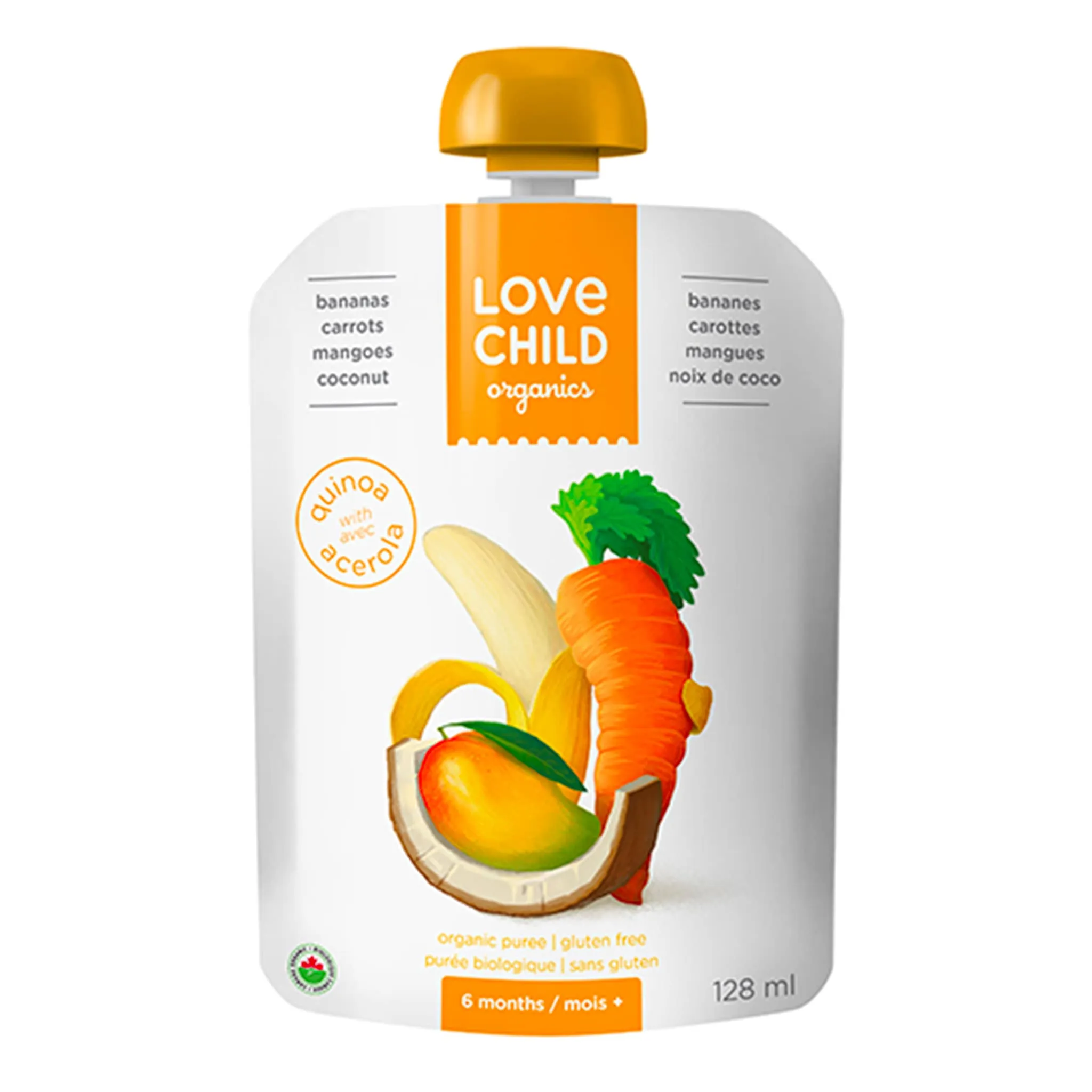 Love Child Organics Purée Bio - Superblends -  Bananes, Mangues, Carottes et Noix de Coco ( À partir de 6 mois )
