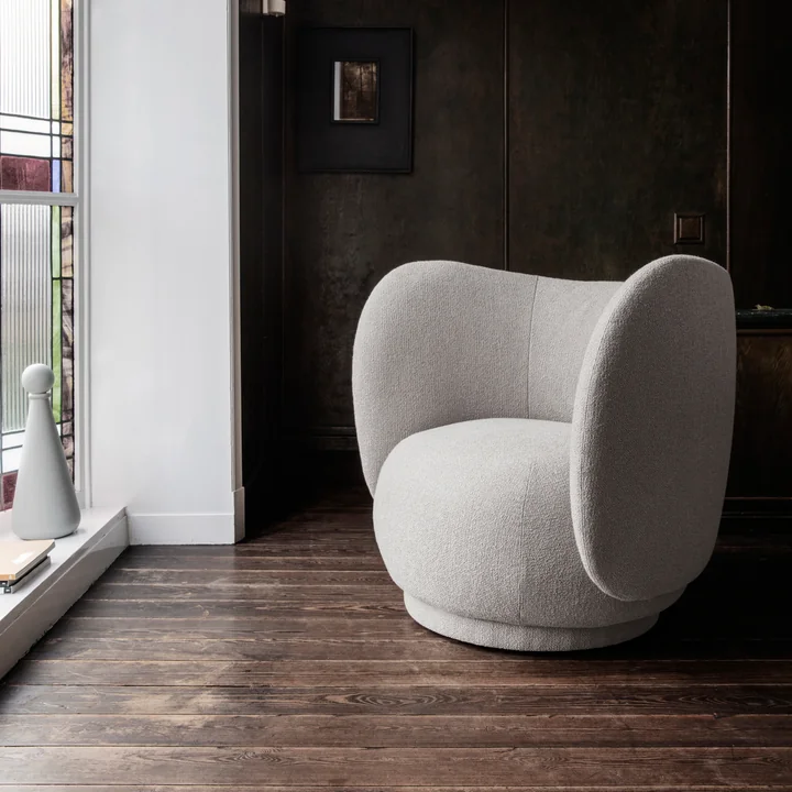 Ferm Living - Rico Lounge Chair, Wool Bouclé off-white