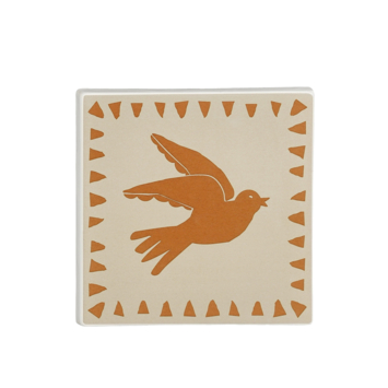 Muurdecoratie vogel geel - l12xb12xh1,5cm
