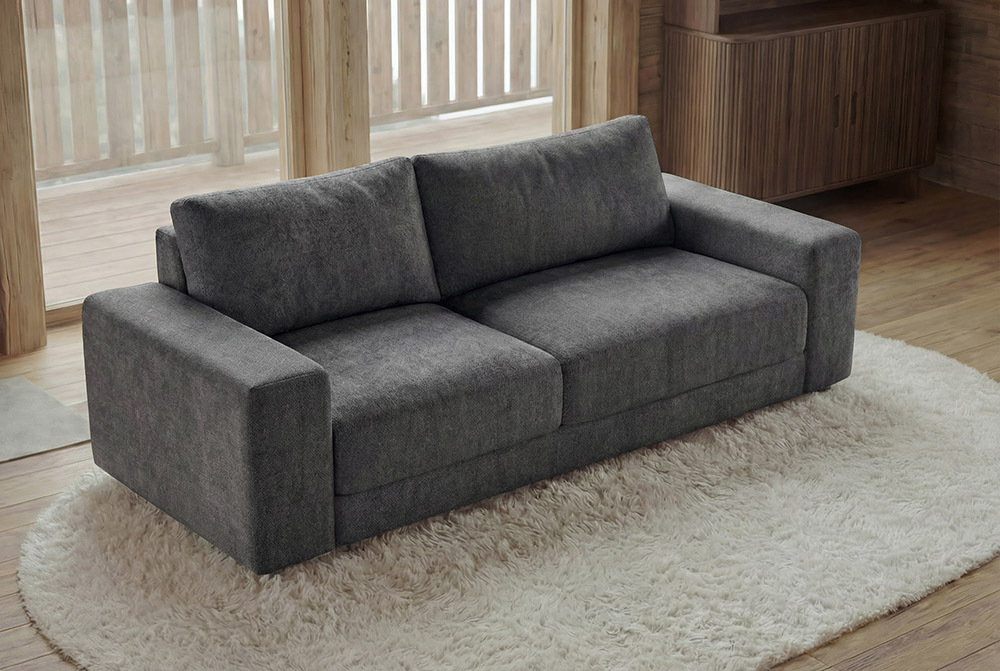 Großes Sofa LOFT 210cm grau Vogue Velours Samt 3-Sitzer Couch Taschenfederkern