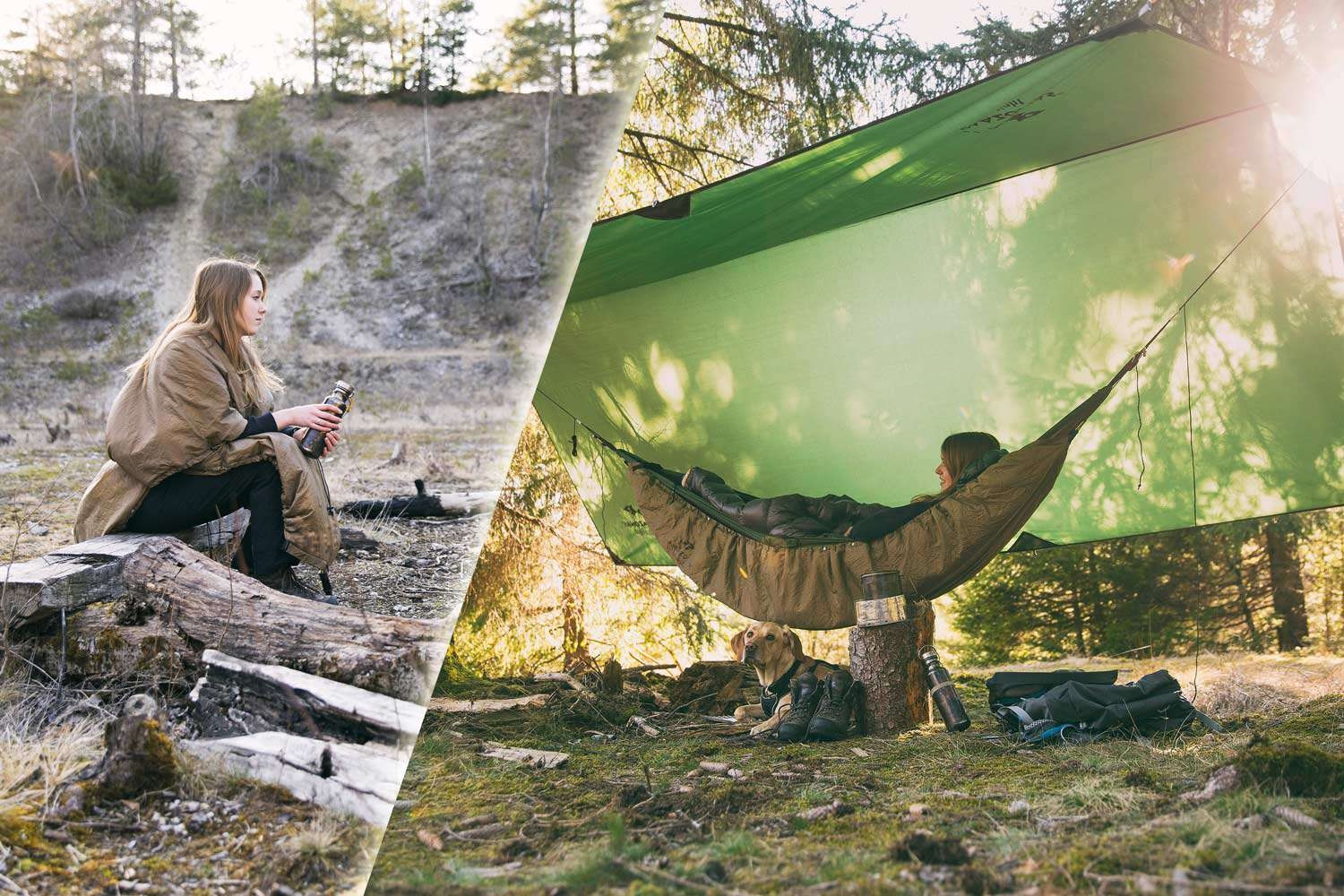 Amazonas 2in1 Hängematte Underquilt-Poncho braun