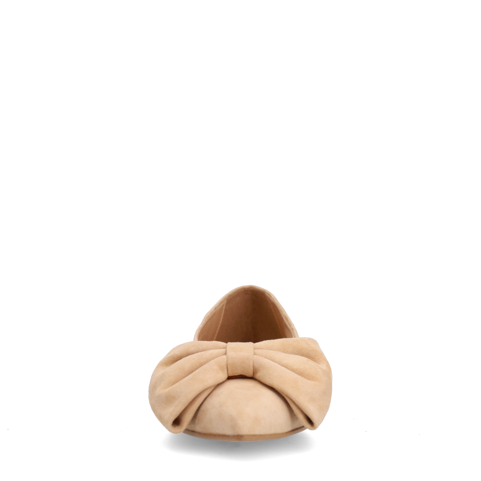 Beige suède loafers met strik