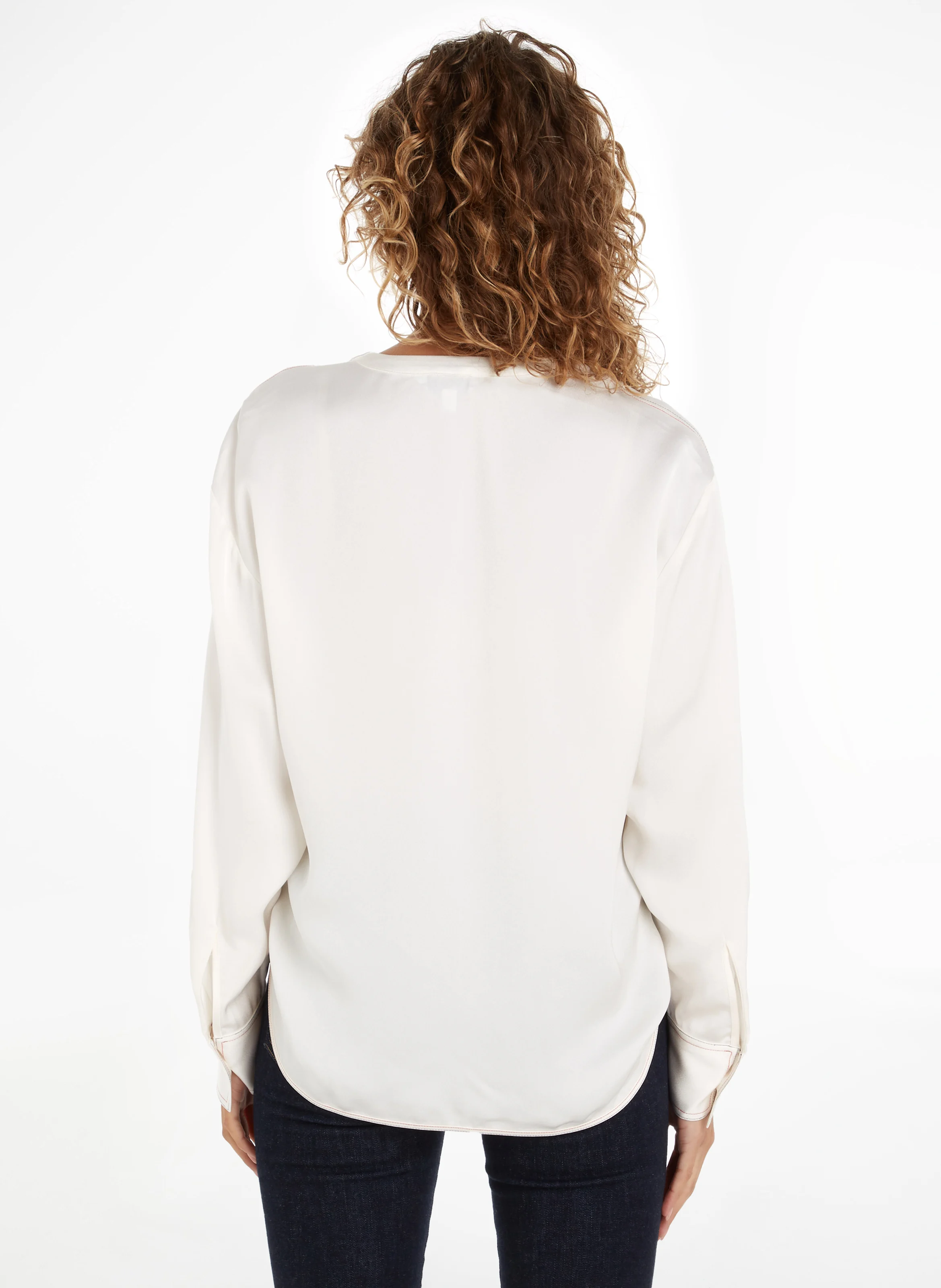 Chemisier droit col V | Blanc