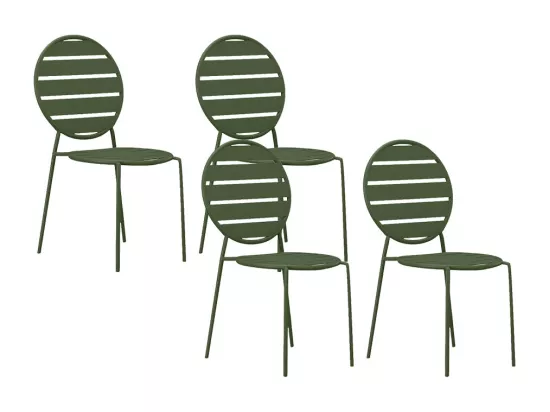 Lot de 4 chaises de jardin empilables en métal - Kaki - MONTEFARO de MYLIA