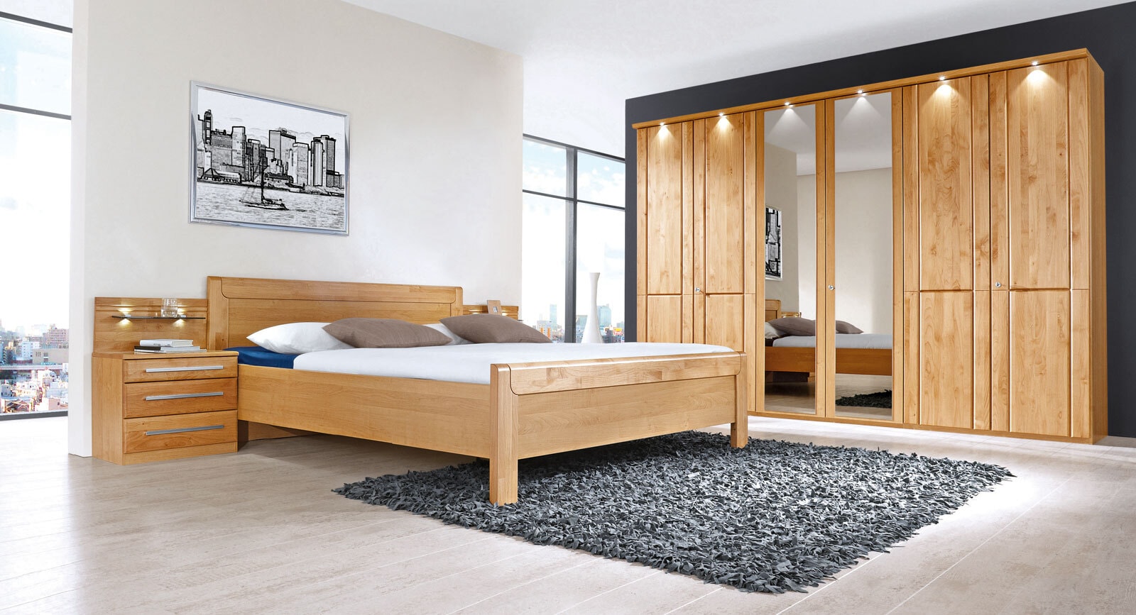 MONDO Schlafzimmer-Set PAOLO 4-teilig Erle teilmassiv