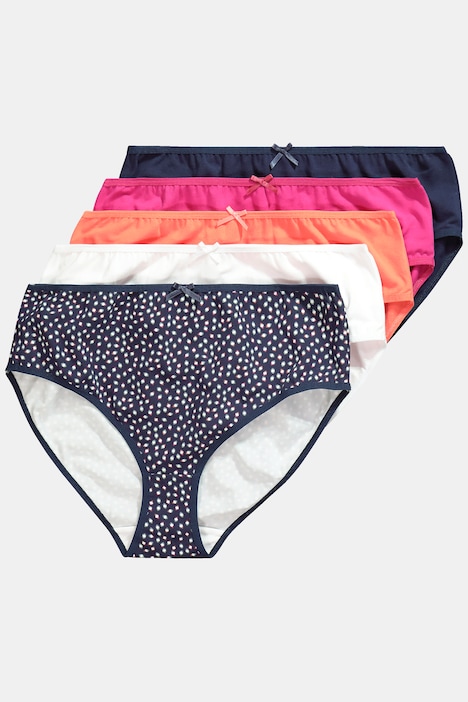 Midislips, 5er-Pack, Punkte/ einfarbig