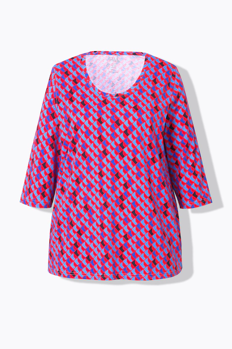 Shirt, bedruckt, A-Linie, Rundhals, 3/4-Arm, lychee