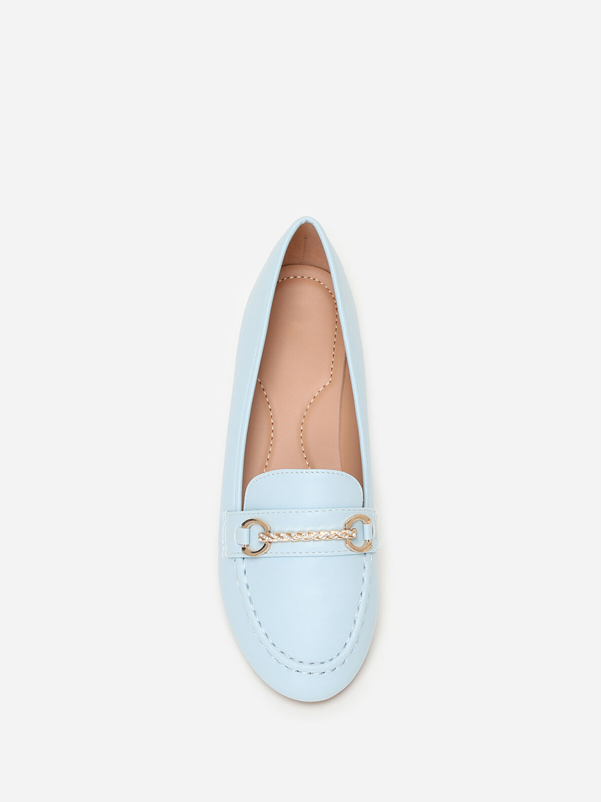 Mocassins plats à détail strass- Bleu clair