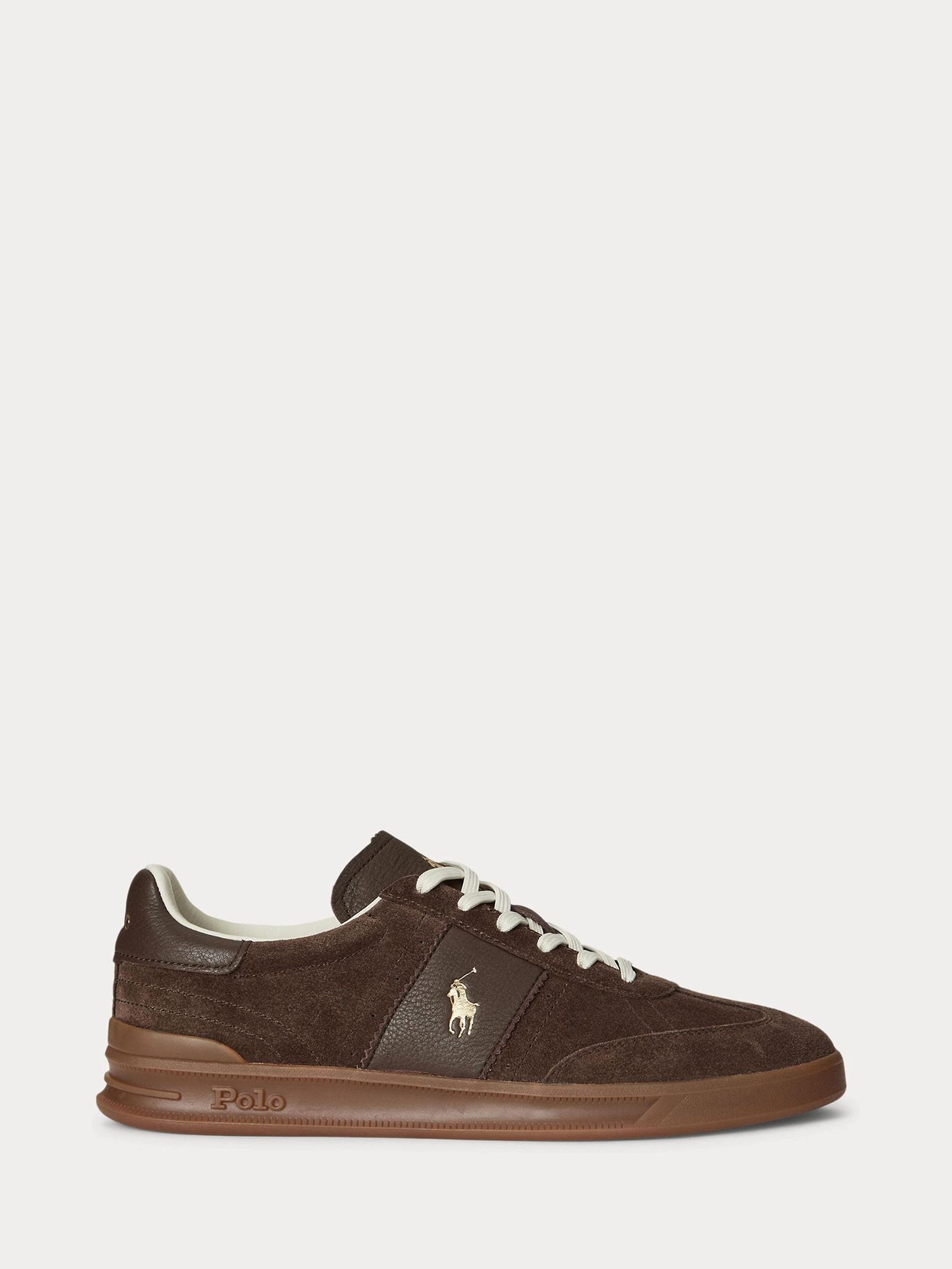 Bruin - Polo Ralph Lauren Hertitage Aera suède mix sneakers