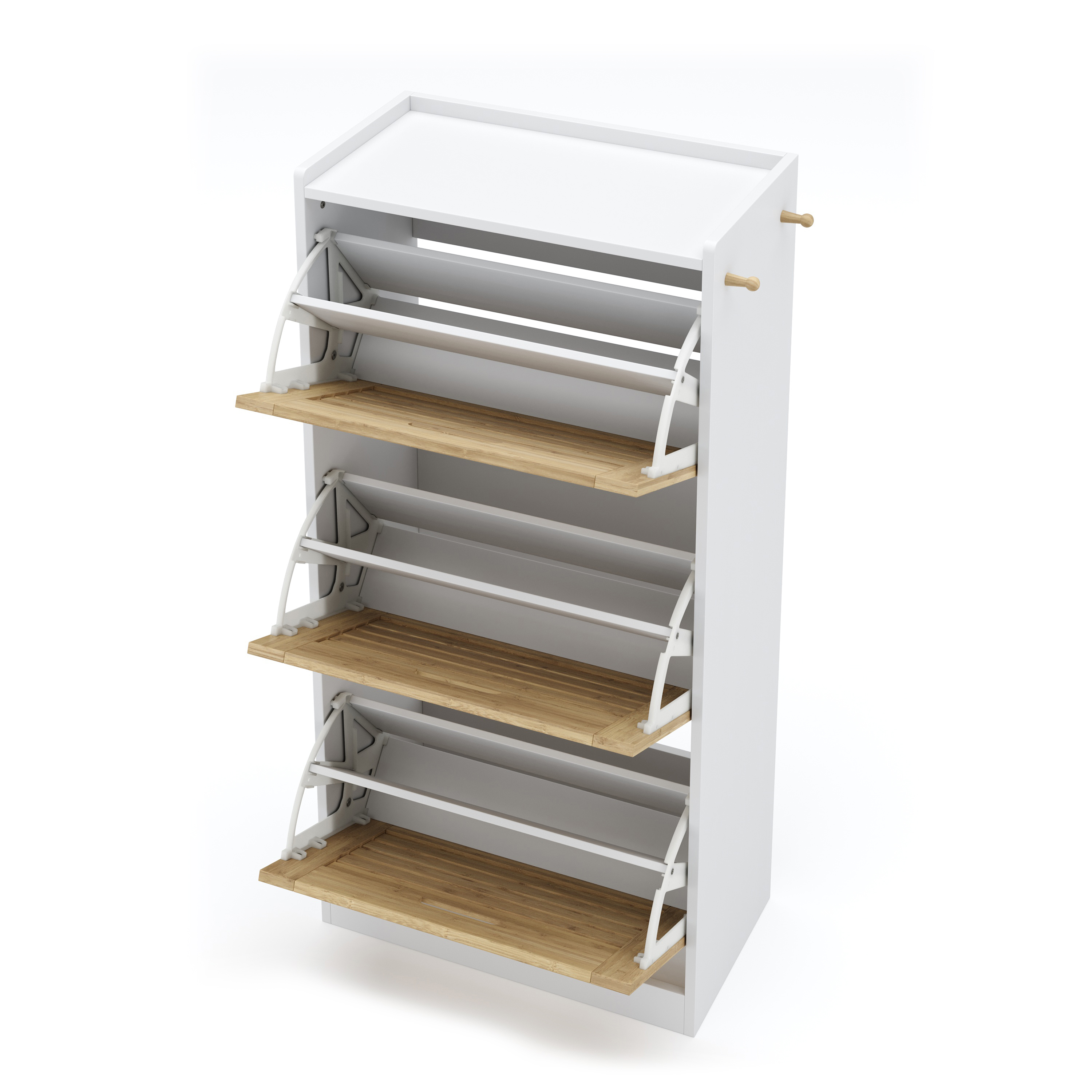 Schuhschrank KAMALIA 55 x 30 x 112 cm weiss/hellbraun