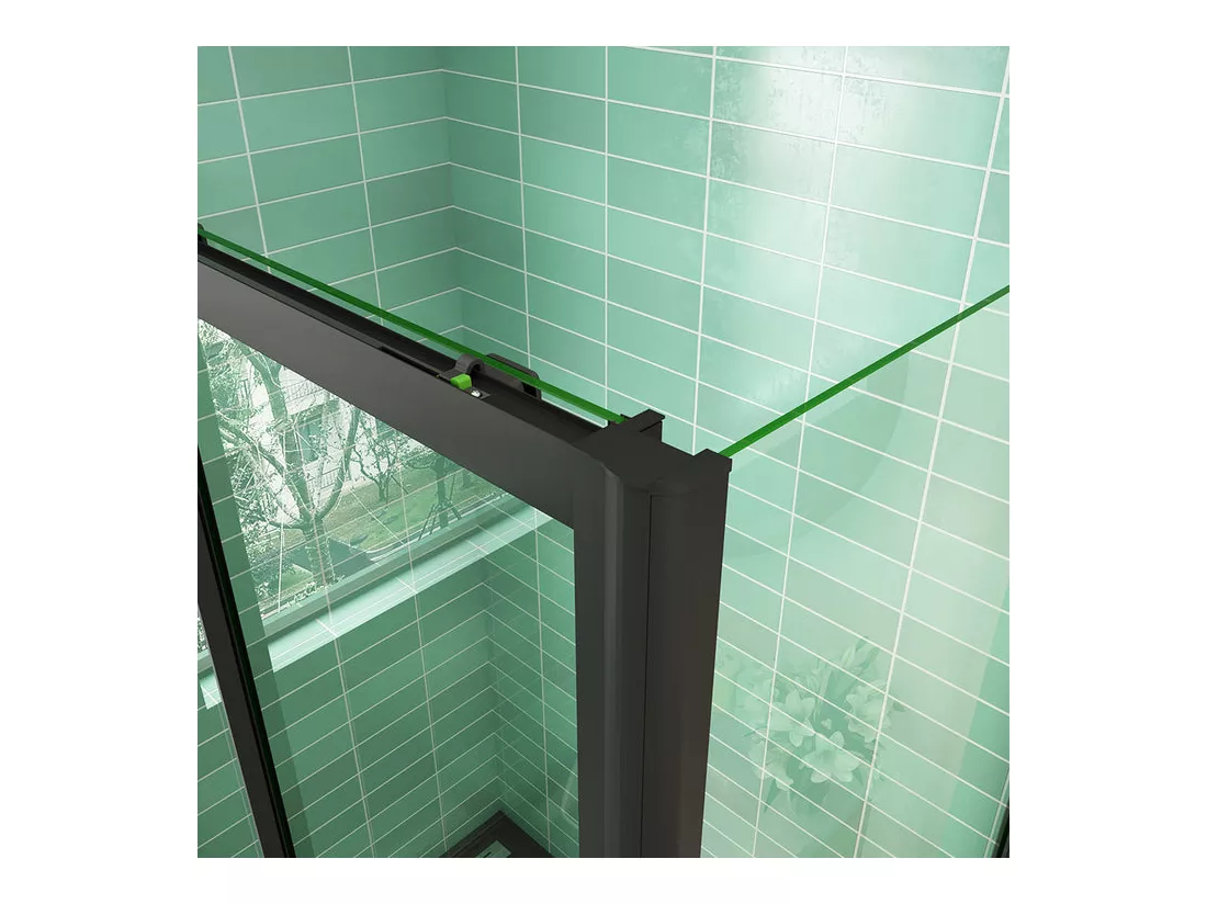 Cabine de douche coulissante 120x90x195cm porte de douche avec l'amortisseur 120cm cabine de douche Noire en 8mm verre anticalcaire