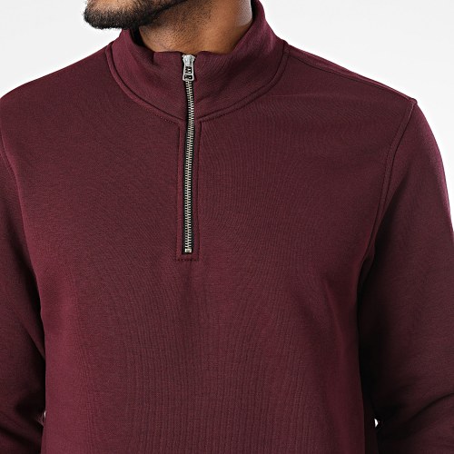 Sweat Col Montant Zippé Bordeaux