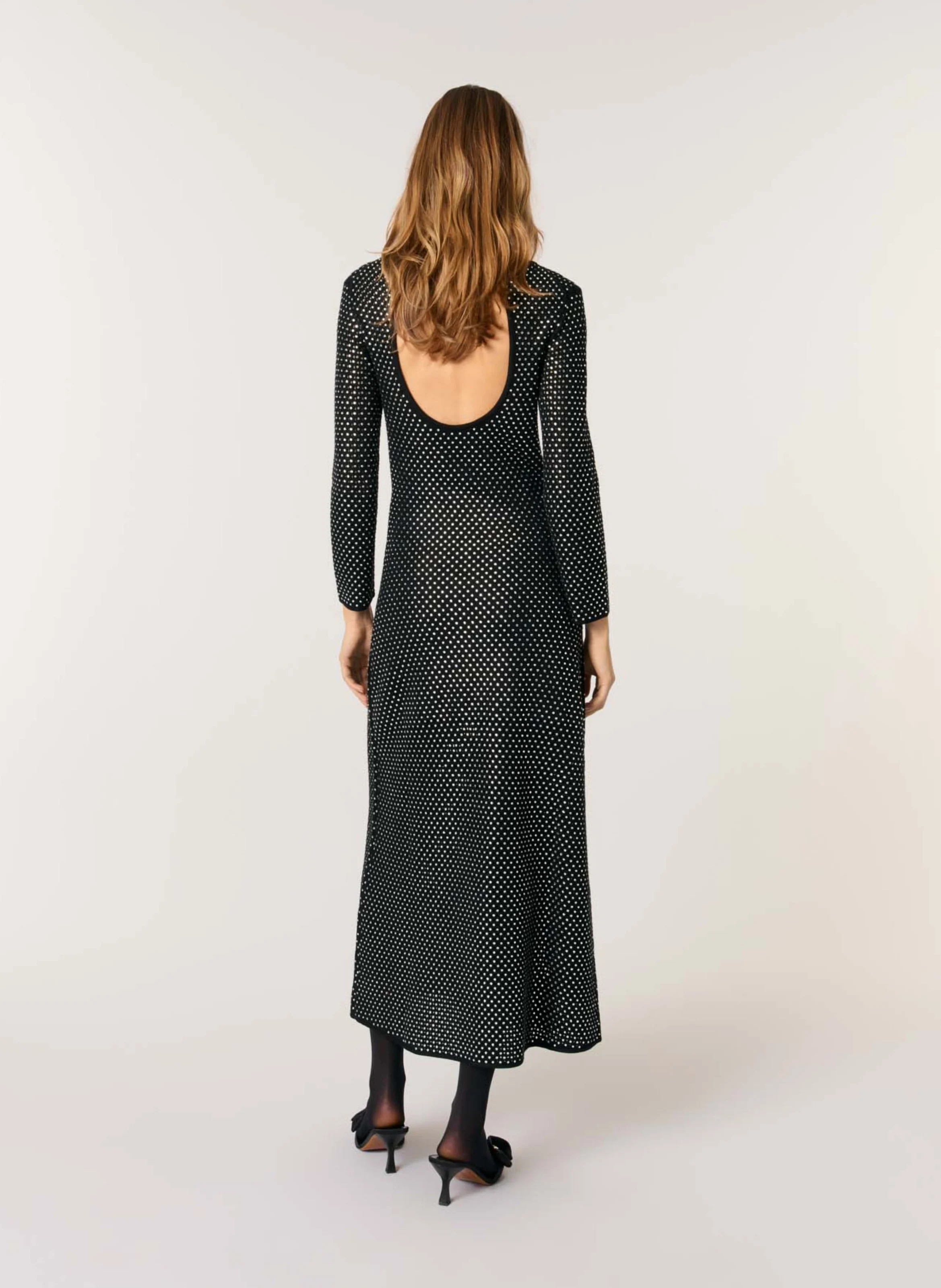 Robe longue col rond | Noir