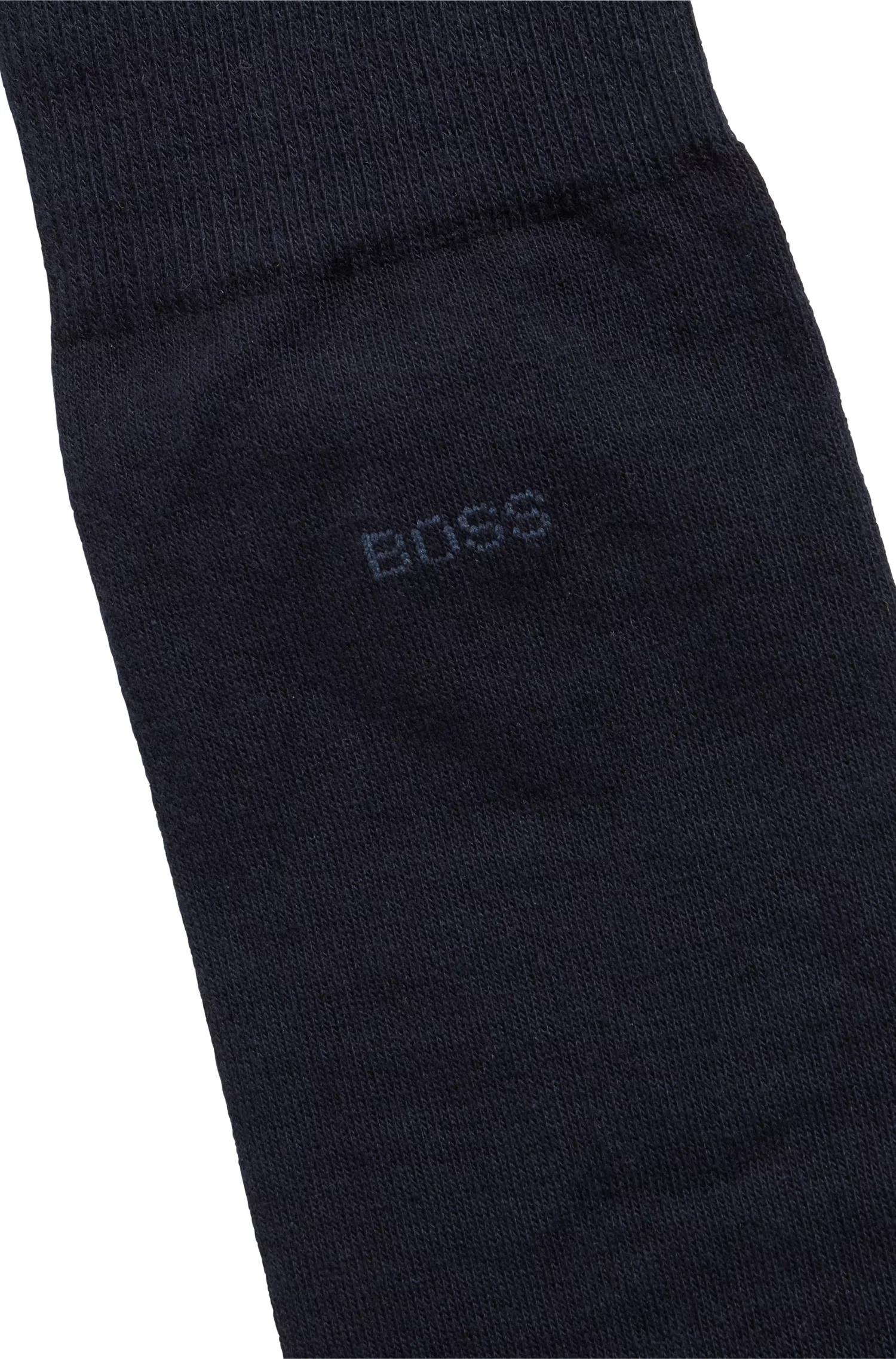 Meias BOSS pretas de comprimento regular com logo, em algodão penteado elástico.