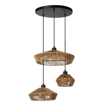 Lucide hanglamp Yunkai Ø 60 cm 60W natural houtlook
