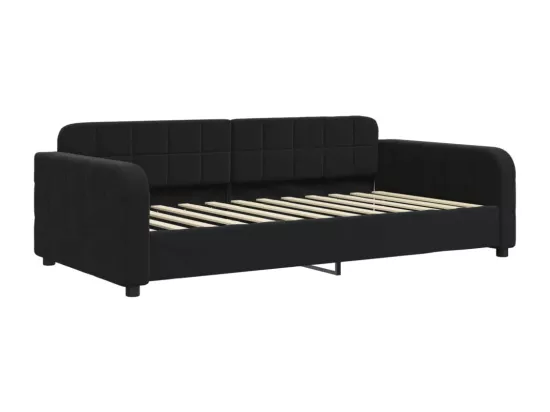 Lit de jour avec lit gigogne noir 90x200 cm velours
