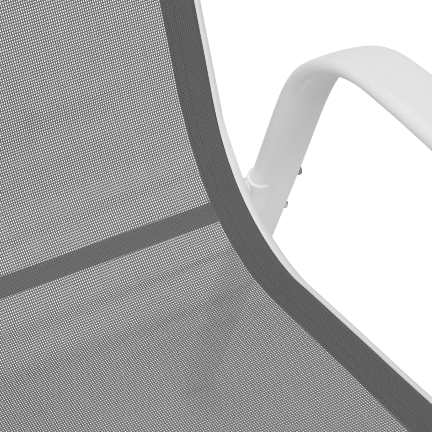 Salon de jardin MADRID table 190 CM et 8 chaises empilables blanc et gris