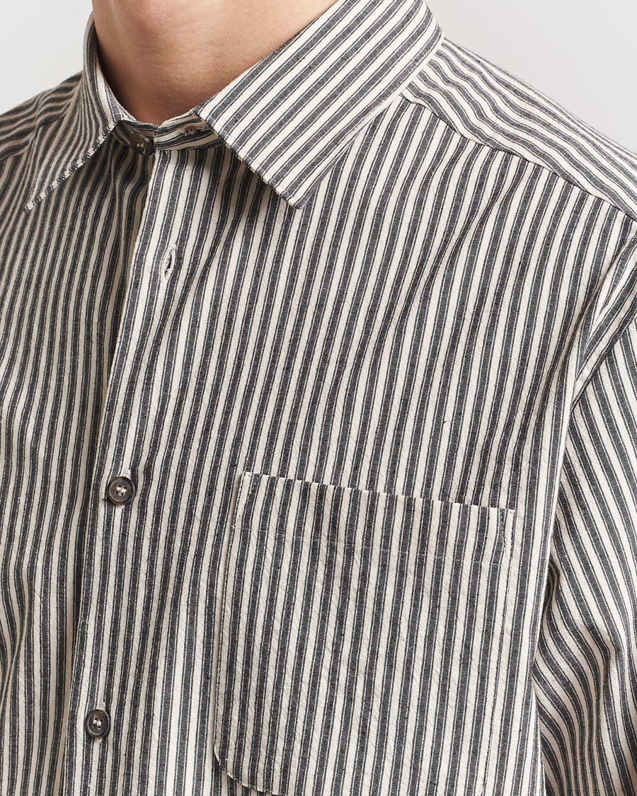 A.P.C. Rustic Cotton Striped Overshirt Black/White