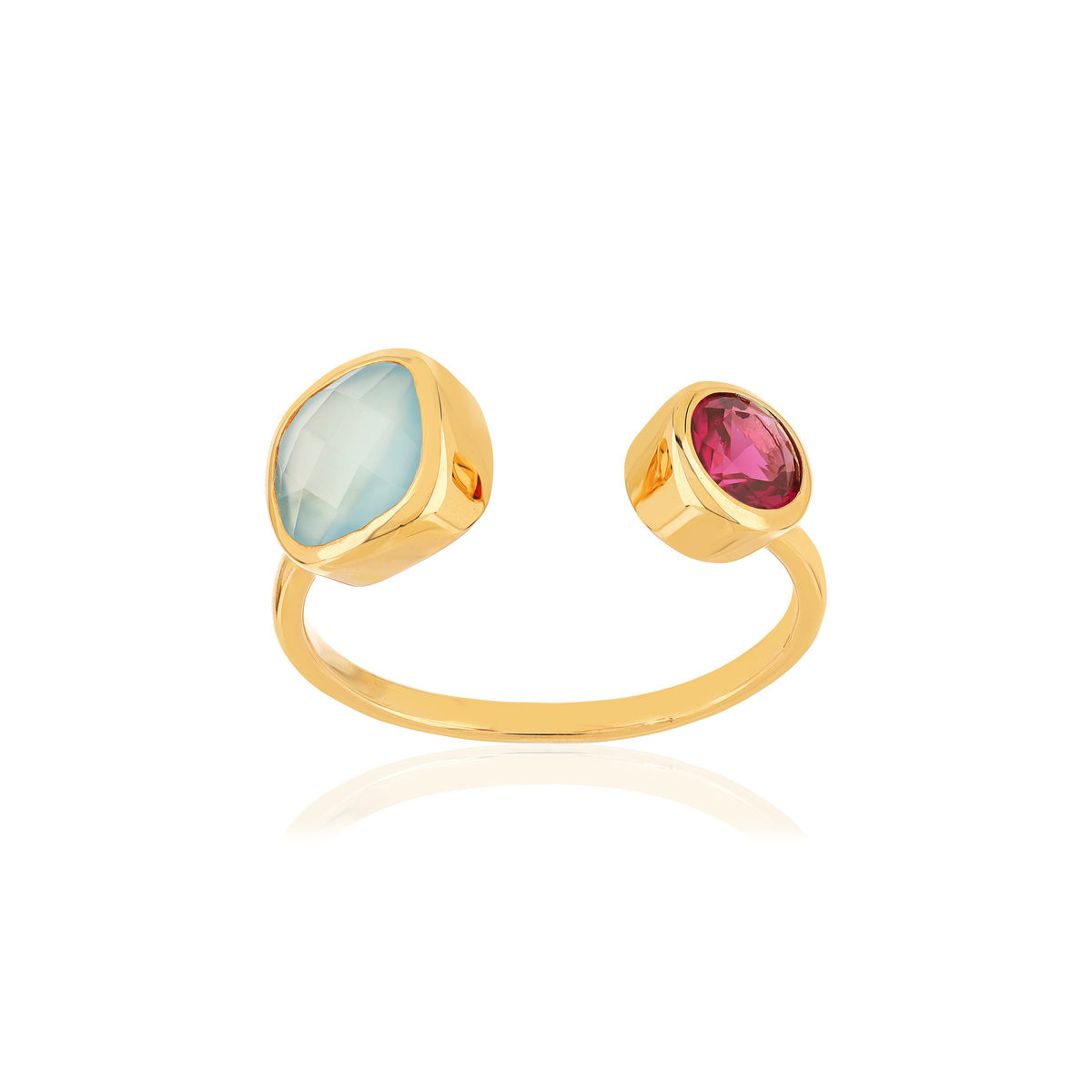 Bague plaqué or agate zirconia
