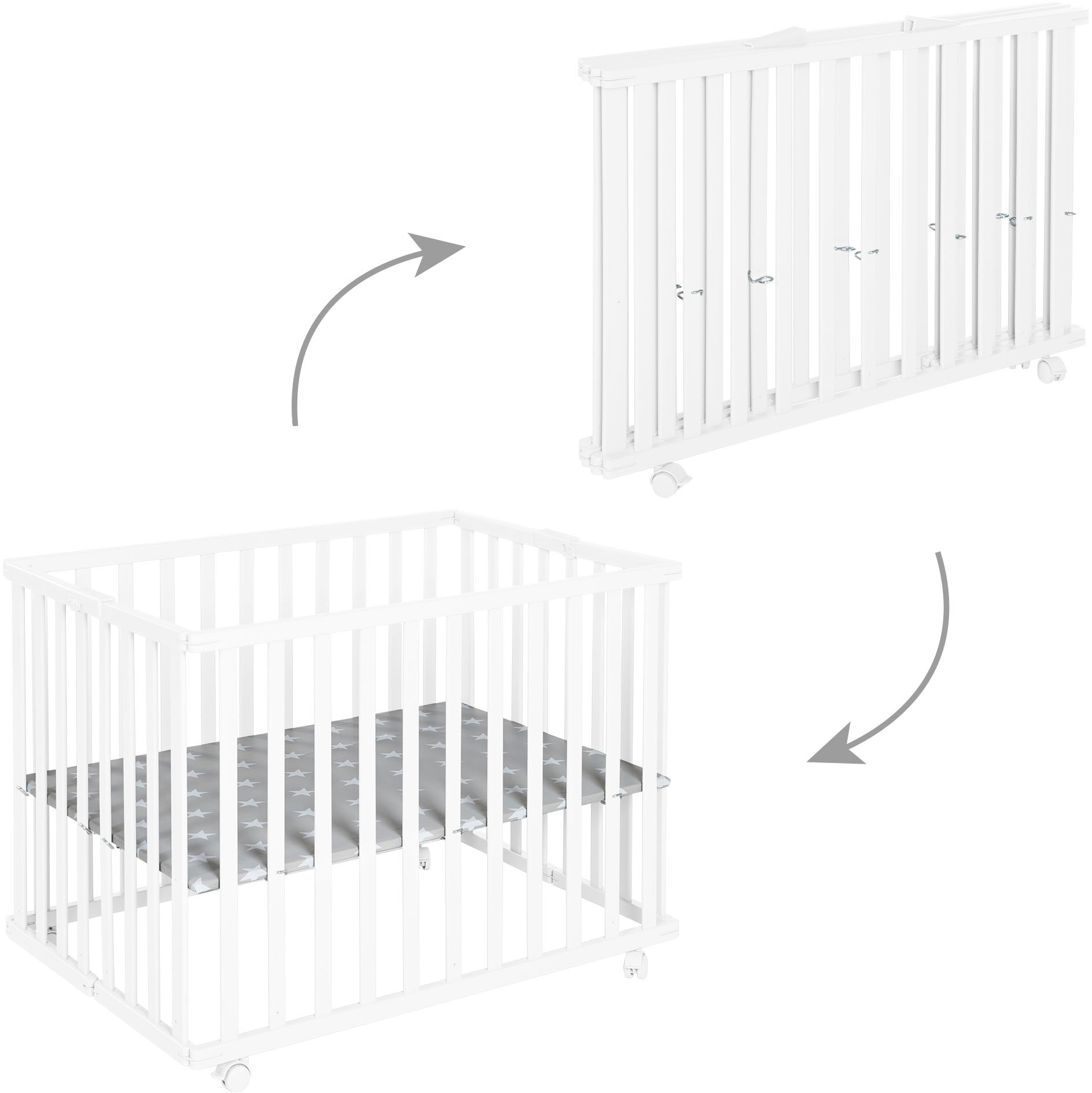 roba® Laufgitter »Little Stars, weiss, 74x100 cm« mit Folienboden