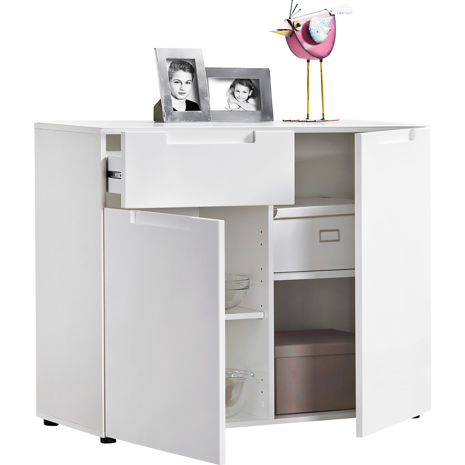 Kommode Mailand Dekor weiss Hochglanz 97 x 79 x 40 cm