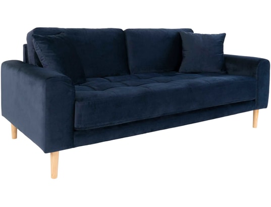 HOUSE NORDIC - Canapé tissu Lido 2,5 places velours bleu (180x93x76)