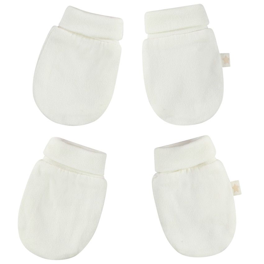 Lot de 2 paires de moufles pour bébé - Ecru