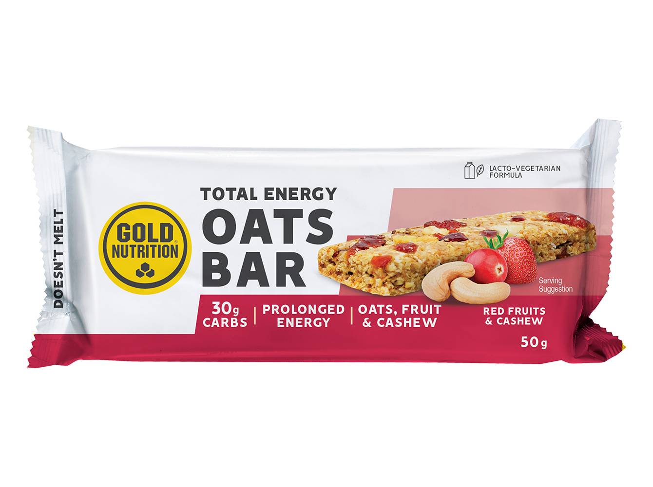 BARRA ENERG GOLDNUTRITION AVEIA FRT VERM. E CAJU 50 G