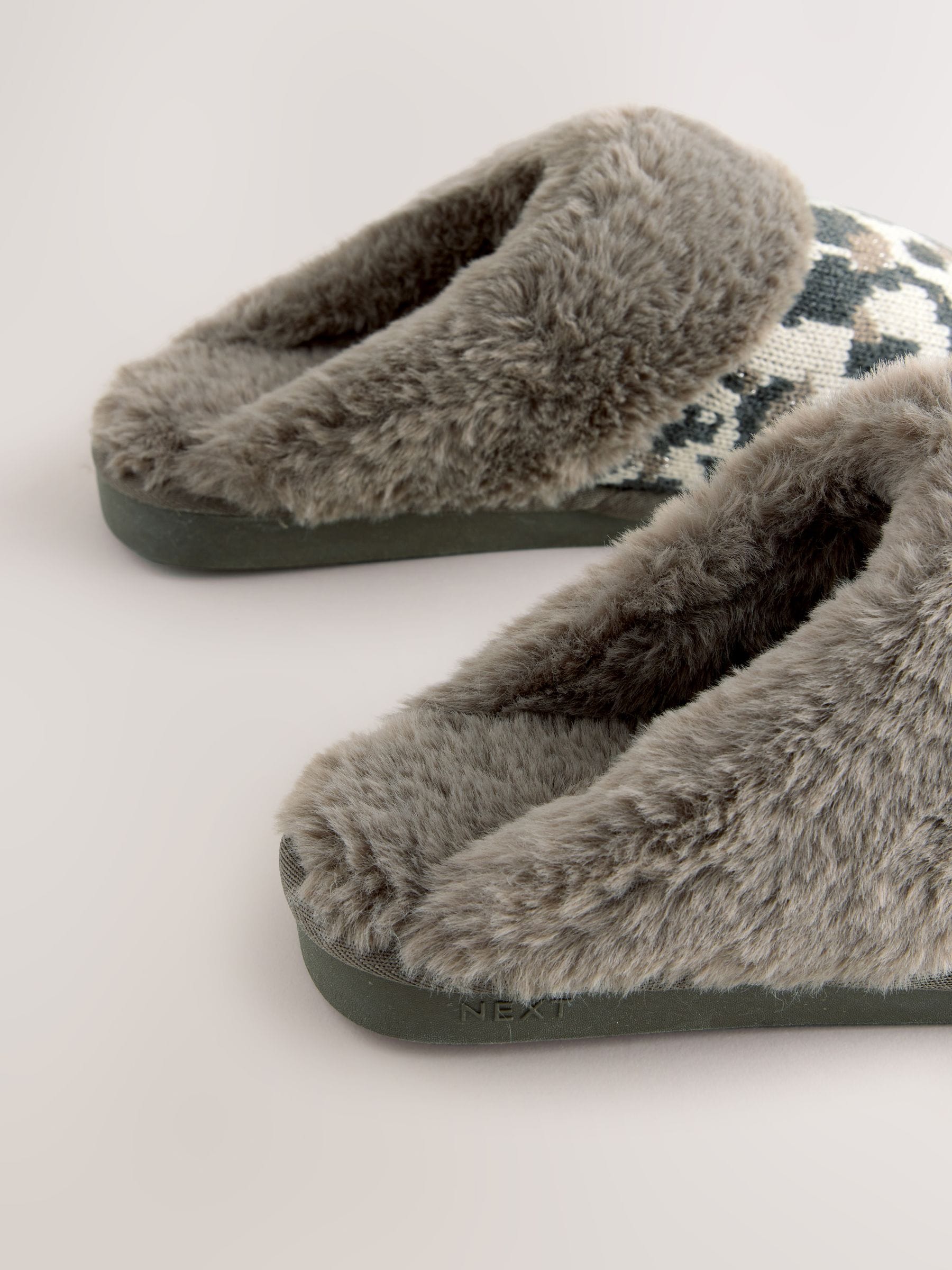 Animal - Knit Faux Fur Mule Slippers