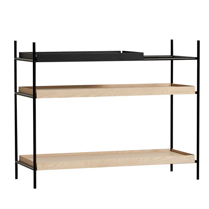 Woud - Tray Shelf niedrig, Eiche / schwarz (Konfiguration 3)
