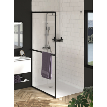 Allibert inloopdouche Milton 100x200 cm helder glas/mat zwart