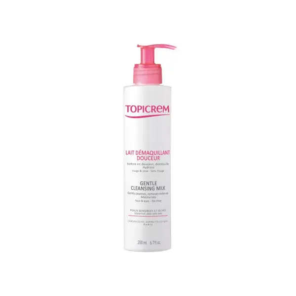 Leite de Limpeza Suave Topicrem para Rosto e Olhos 200ml