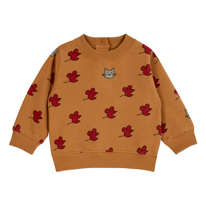 Emile et Ida Sweat Velours Coton Bio Souris | Caramel